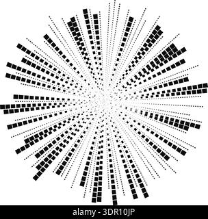 Long irregular square rays spread from an empty center to form a full circular layout. Stock Vector