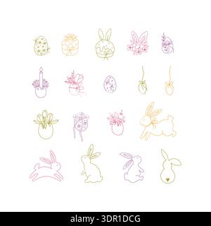 Happy Easter hand drawn clipart set. Stock Vector
