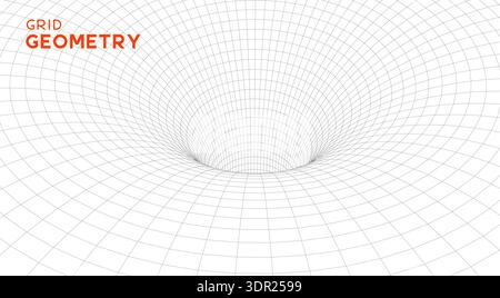 Abstract geometric 3D wireframe mesh tunnel Stock Vector