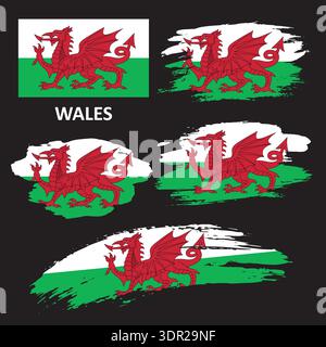 Set of flags of Wales Stock Vector