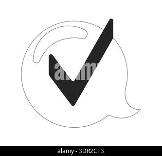 Check mark in chat bubble 2D line object Stock Vector