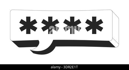 Asterisk password speech bubble 2D line object Stock Vector