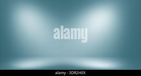 Professional blue studio background featuring cement wall and floor illuminated by two bright spotlights. Ideal for product displays presentations and Stock Photo