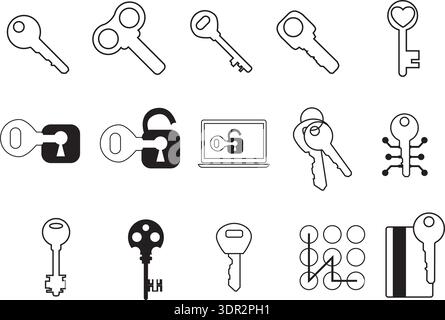 Essential outline icons: monochrome vector pack Stock Vector