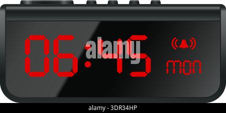 Electronic alarm clock with digital screen red numbers Stock Vector