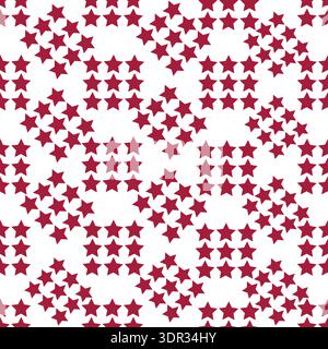 Red stars seamless fabric design pattern Stock Vector