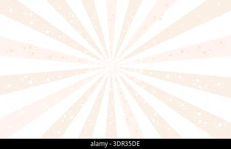 Sunrays banner design Shades of White colored background. Sun rays, starbust with stars Stock Vector