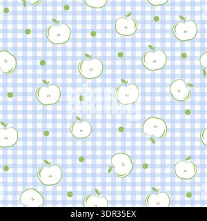 Green appless blue plaid pattern seamless fabric design pattern Stock Vector