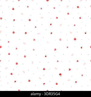 Cute red roses dots and bow seamless fabric design pattern Stock Vector