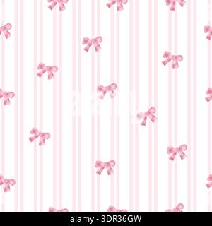 Pink and white stripe pattern plaid bows pattern II Stock Vector