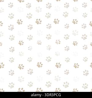 Nature colored paw prints background. Seamless fabric design pattern Stock Vector