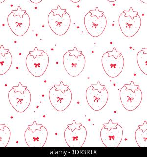 Strawberries with ribbons seamless fabric design pattern Stock Vector