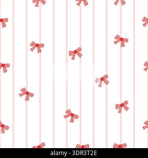 Red and white stripe pattern plaid bows pattern Stock Vector
