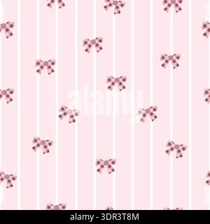 Blue and white stripe pattern plaid bows pattern Stock Vector