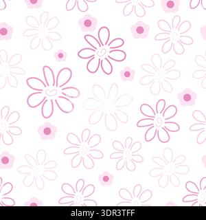 Aesthetic Pink Color floral seamless pattern Stock Vector