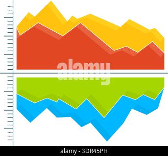 Area chart. Color stacked data diagram template Stock Vector