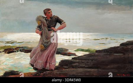 Winslow Homer, A Light on the Sea, painting in oil on canvas, 1897 Stock Photo