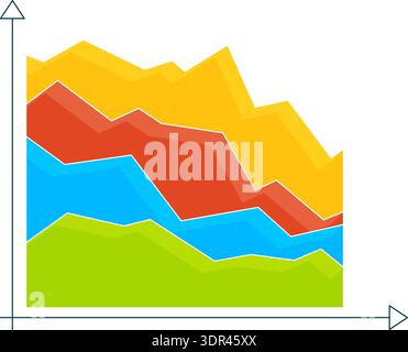 Area chart. Color stacked data diagram template Stock Vector Image ...