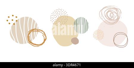 Abstract set with round shape. Trendy isolated posters, banner and wall art, modern circle for interior design, print, design, label, sale. Geometric Stock Vector