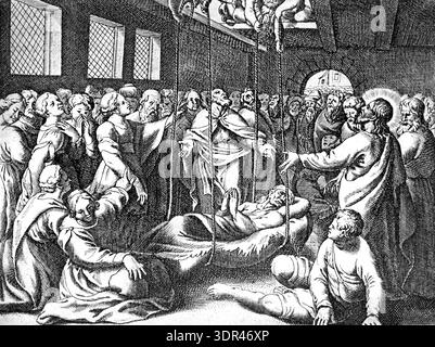 Illustration of Jesus Christ Healing the Paralysed Man at the Pool of ...