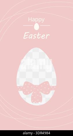 Vertical Easter Template with Egg Shape Copy space and Tied Ribbon bow with dots decor Minimalistic. Vector illustration Easter Thematic Social media Template Greeting card, promo Banner, leaflet, tag Stock Vector