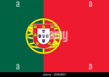 Vector image of the national flag of Portugal. Stock Vector