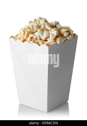 Popcorn in paper bucket isolated on white background Stock Photo