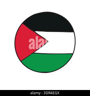 Vector hand drawn sketch round Palestine flag Stock Vector