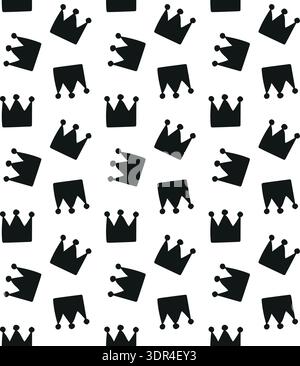 Vector seamless pattern of hand drawn crown Stock Vector