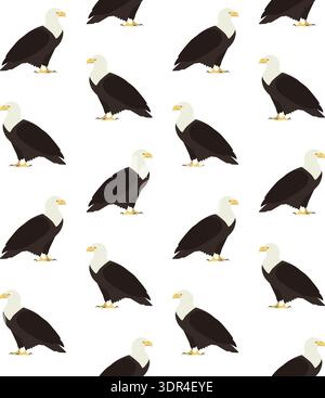 Vector flat hand drawn eagle silhouette Stock Vector