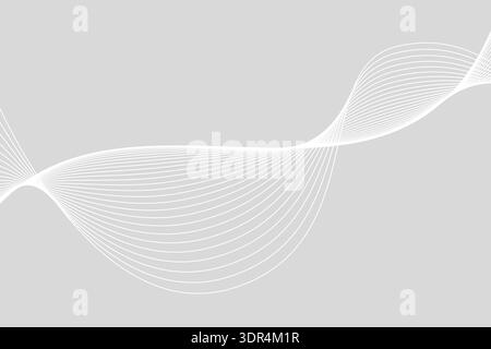 Abstract white wavy lines on light gray background. Elegant, modern design with dynamic curves and soft motion. Vector illustration Stock Vector