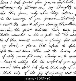 Handwritten text seamless pattern with cursive script and vintage ink illegible words for romantic letter, nostalgia fabric. Calligraphy abstract Stock Vector