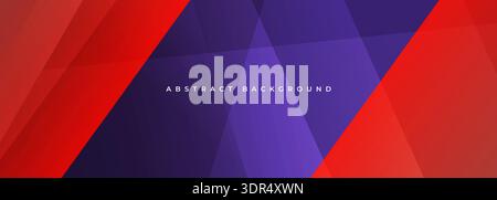 Bold red purple diagonal composition, abstract background with layered geometric planes, sharp angles, glossy gradients, vivid contrast and energetic Stock Vector