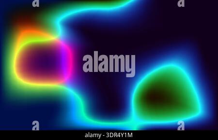 Neon fluid shapes against abstract background with luminous contours, vibrant gradients and electric color transitions creating sense of motion and Stock Vector