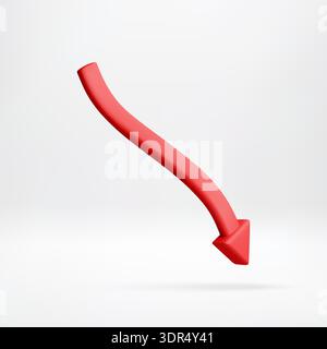3D Red down arrow showing declining trend Stock Vector
