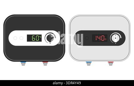 Modern electric water heater set on white background Stock Vector