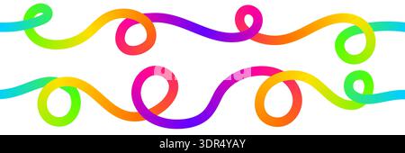 Seamless Gradient Line Shapes with smooth swirl pattern and organic liquid curve in blue and red tones. Vector illustration for abstract art Stock Vector