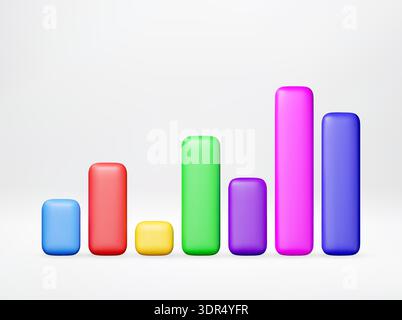Colorful 3d bar chart showing data growth Stock Vector