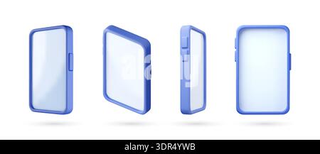 3D Blue smartphone for digital content mockup. Stock Vector