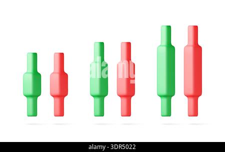 3D Green and red candlestick Stock Vector