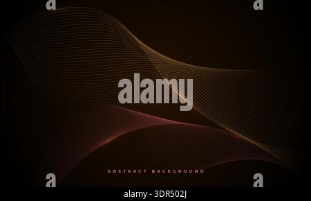Golden flowing waves, dark abstract background, soft mesh lines and warm glow, subtle gradient hues, cinematic depth and elegant texture, modern Stock Vector
