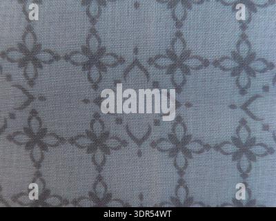 Elegant Blue Textile Pattern with Intricate Geometric Floral Design | Macro Photography of Woven Fabric Texture for Interior Design, Fashion Backgroun Stock Photo