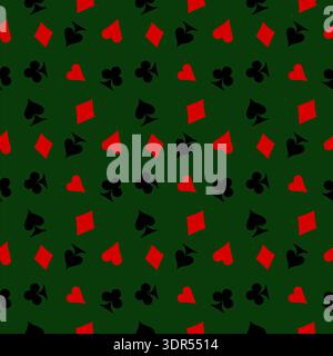 seamless pattern of playing card suits on white. vector background ...