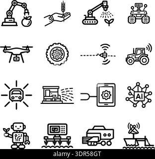 Autonomous farming icon. Outline autonomous farming vector icon color ...
