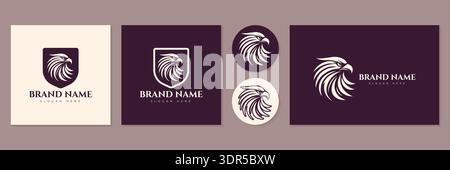 Eagle head mascot logo set for security or sport brand identity vector illustration. Stock Vector