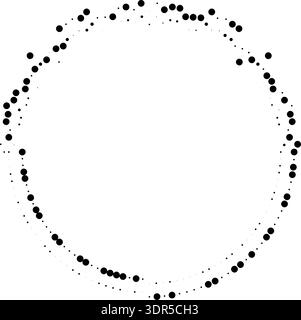 Circular dotted rays in short irregular form covering only half of the circle. Stock Vector