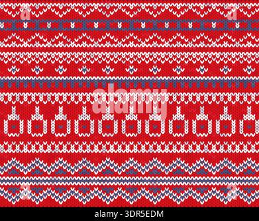 Ugly sweater seamless borders. Warm and cozy knitted ornament, christmas, winter jumper pattern design, dividers. Textile, wrapping, wallpaper design Stock Vector