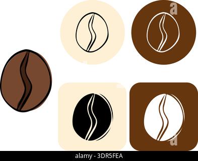 Coffee beans logo. Cafe logotype hand drawn illustration. Vector graphic line ink art. Perfect for cafe logo, branding, packaging, labels, and modern Stock Vector