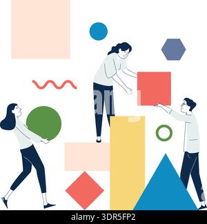 Cooperation work concept. Creative idea startup organization Stock Vector