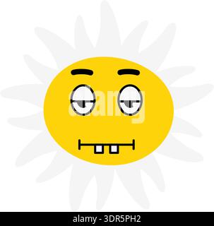 Funny flower emoji. Comic face expression icon Stock Vector